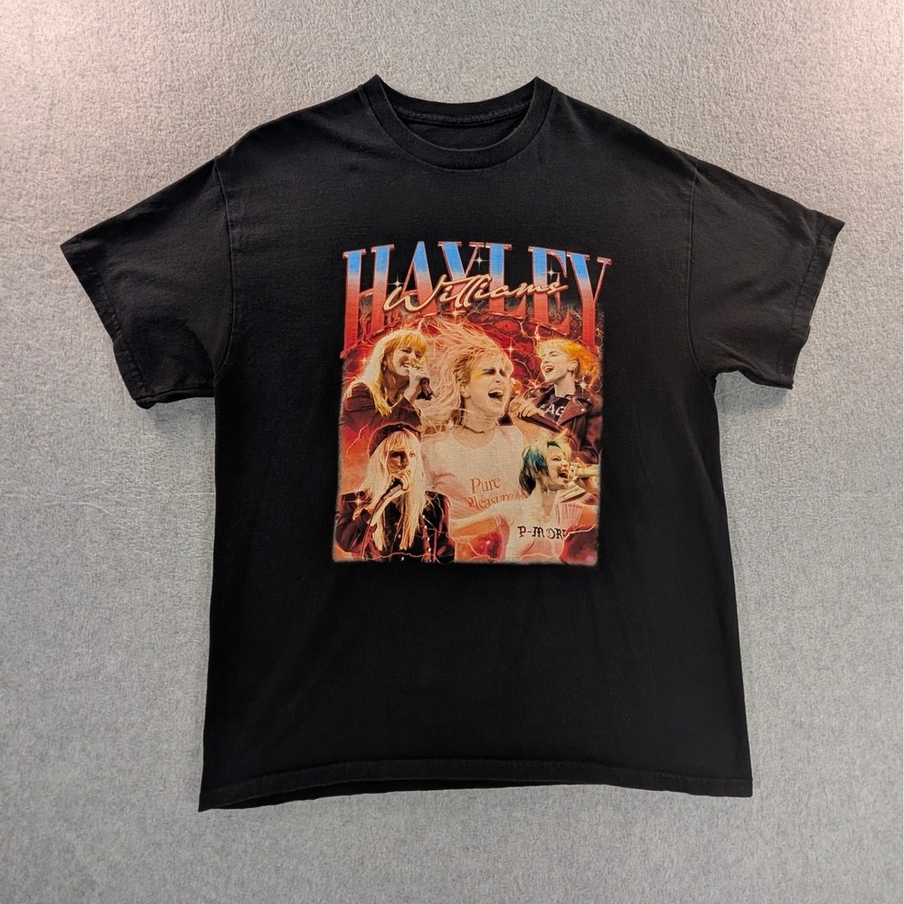 Hayley Williams Paramore T-Shirt Black‎ Short Sleeve Band Tee Mens Medium 20x27